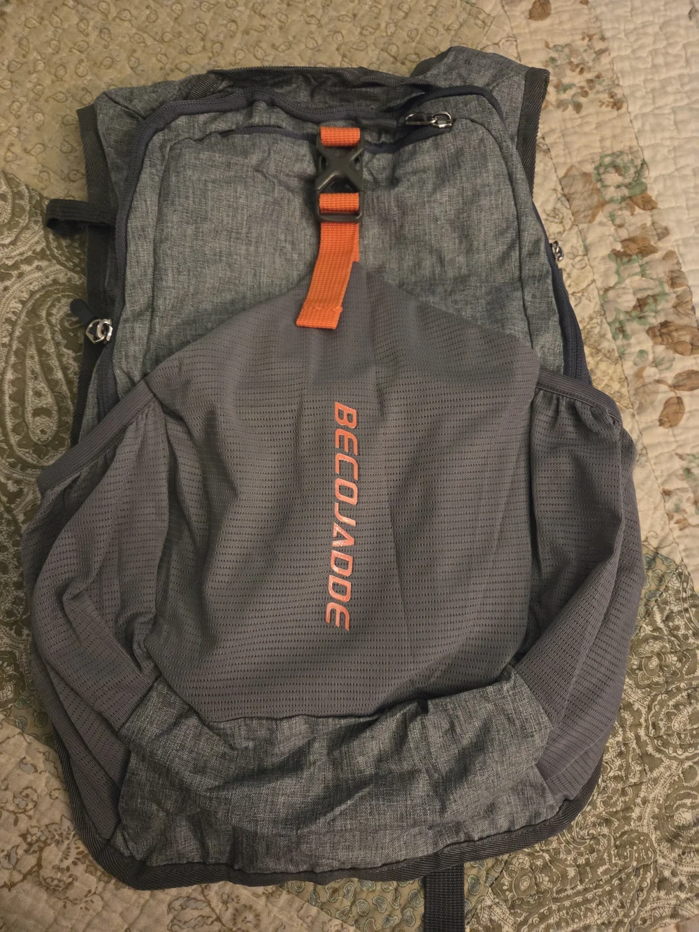 Gray Backpack with Orange Accent